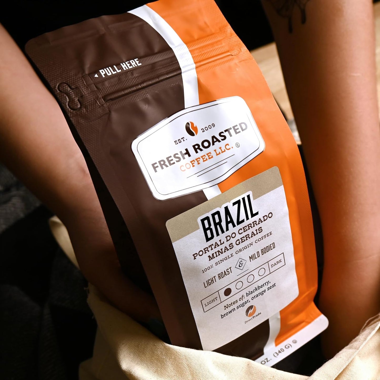 Fresh Roasted Coffee, Brazil Minas Gerais, 12 oz, Light Roast, Kosher, Whole Bean