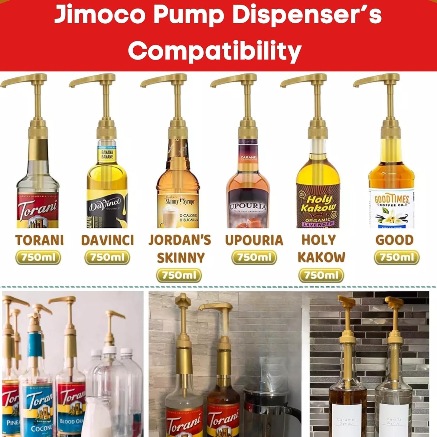 Jimoco® Syrup Pump Dispenser + Torani® Dragon Fruit Syrup, 25.4 oz - Coffee Syrup Pump & Flavoring Bundle