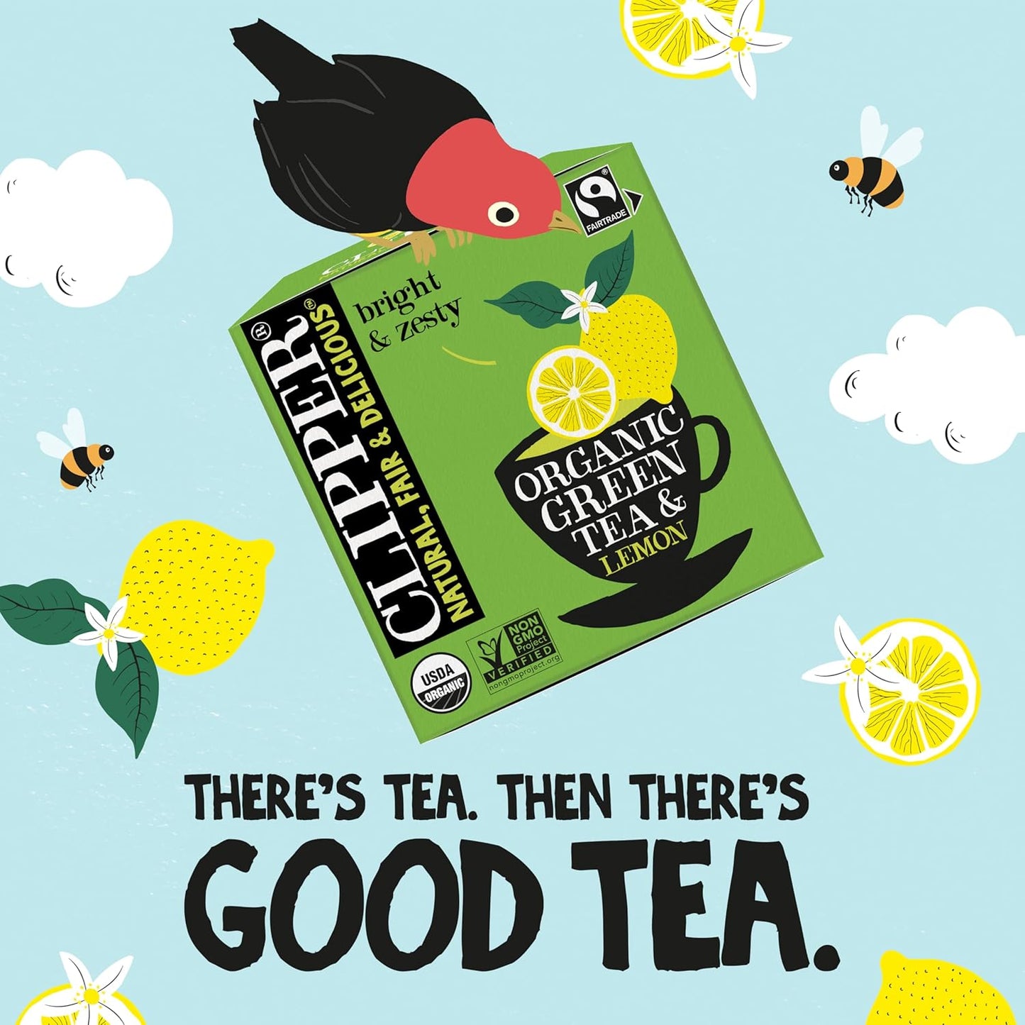 Clipper Tea Green Tea & Lemon Teabags – USDA Organic, Great Hot or Iced – Bright, Zippy, Natural, Fair & Delicious – 50 Tea Bags