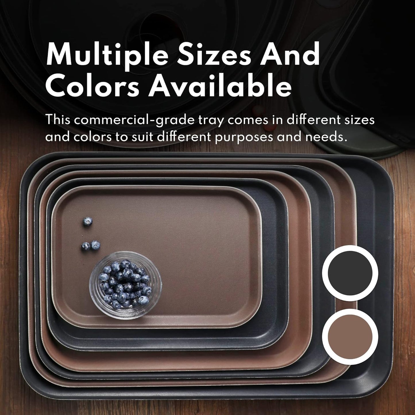 New Star Foodservice Restaurant Grade Non-Slip Tray, Plastic, Rubber Lined, Rectangular (Black, 18-Inch x 26-Inch)