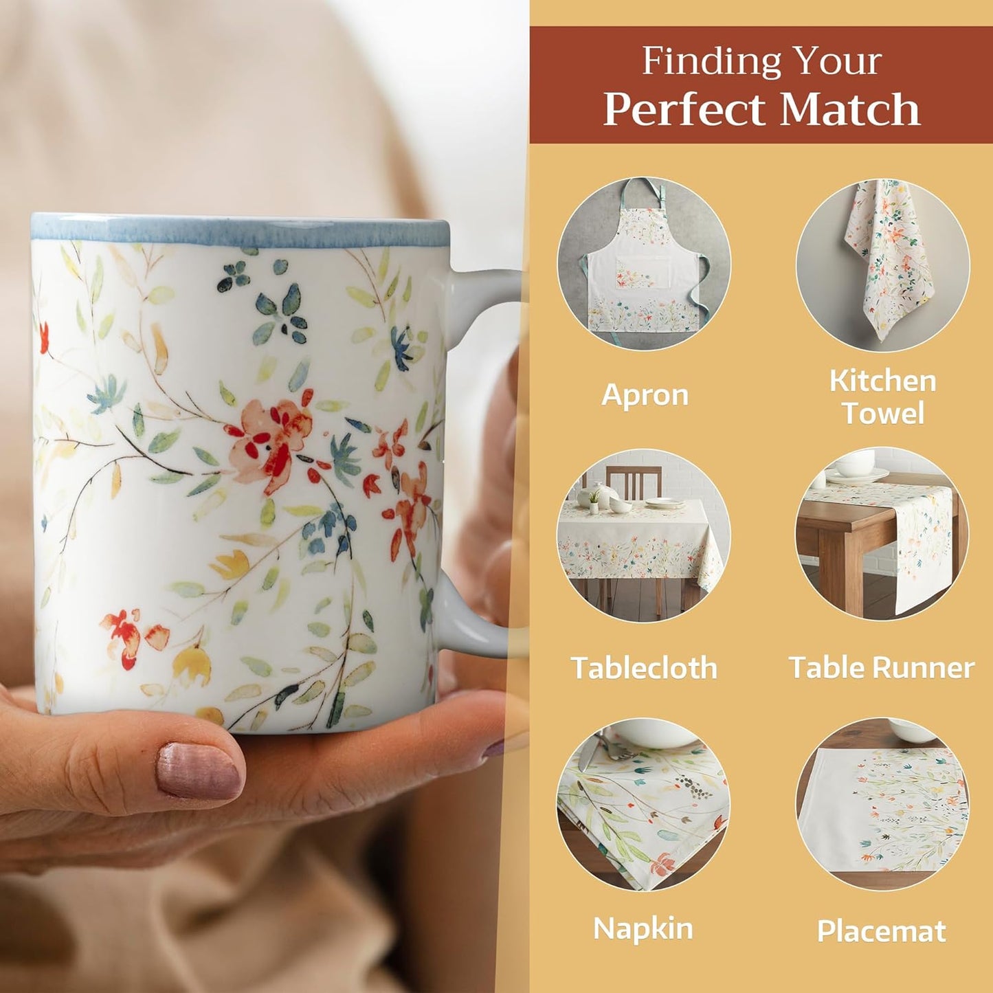 Maison d' Hermine Coffee Mug with Handles Fine Bone China Mugs Pack of Two Tea Cups for Hot Beverages Cappuccino Latte Home Restaurant Office Perfect for Gift (Colmar, 12 Ounce)