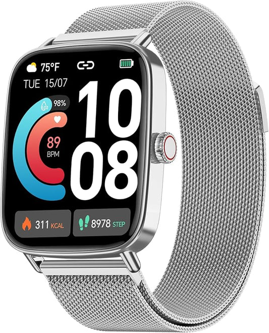 Smart Watch, 1.85" HD Smartwatch for Men Women (Answer/Make Calls), 100+ Sport Fitness Watch with Heart Rate/Sleep/SpO2 Monitor, IP68 Waterproof Reloj Inteligente Compatible iPhone/Samsung/Android