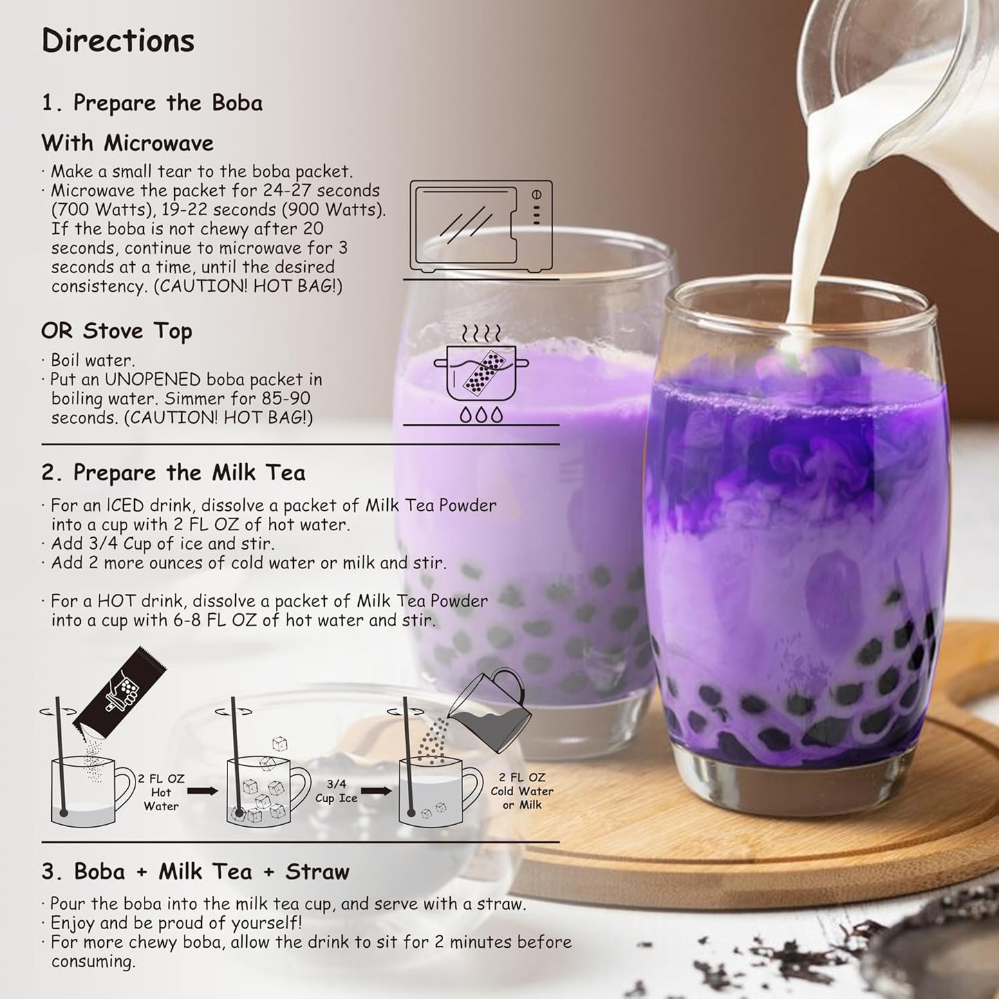 Boba Moo X Premium Boba Tea Kit With Taro Milk Tea Flavor - Only 5,000 Kits Yearly, Small Batch Bubble Tea Kit With Boba Tapioca Pearls, Exceptional Taste & Chewiness, Vegan, Lactose-Free, 10 Servings