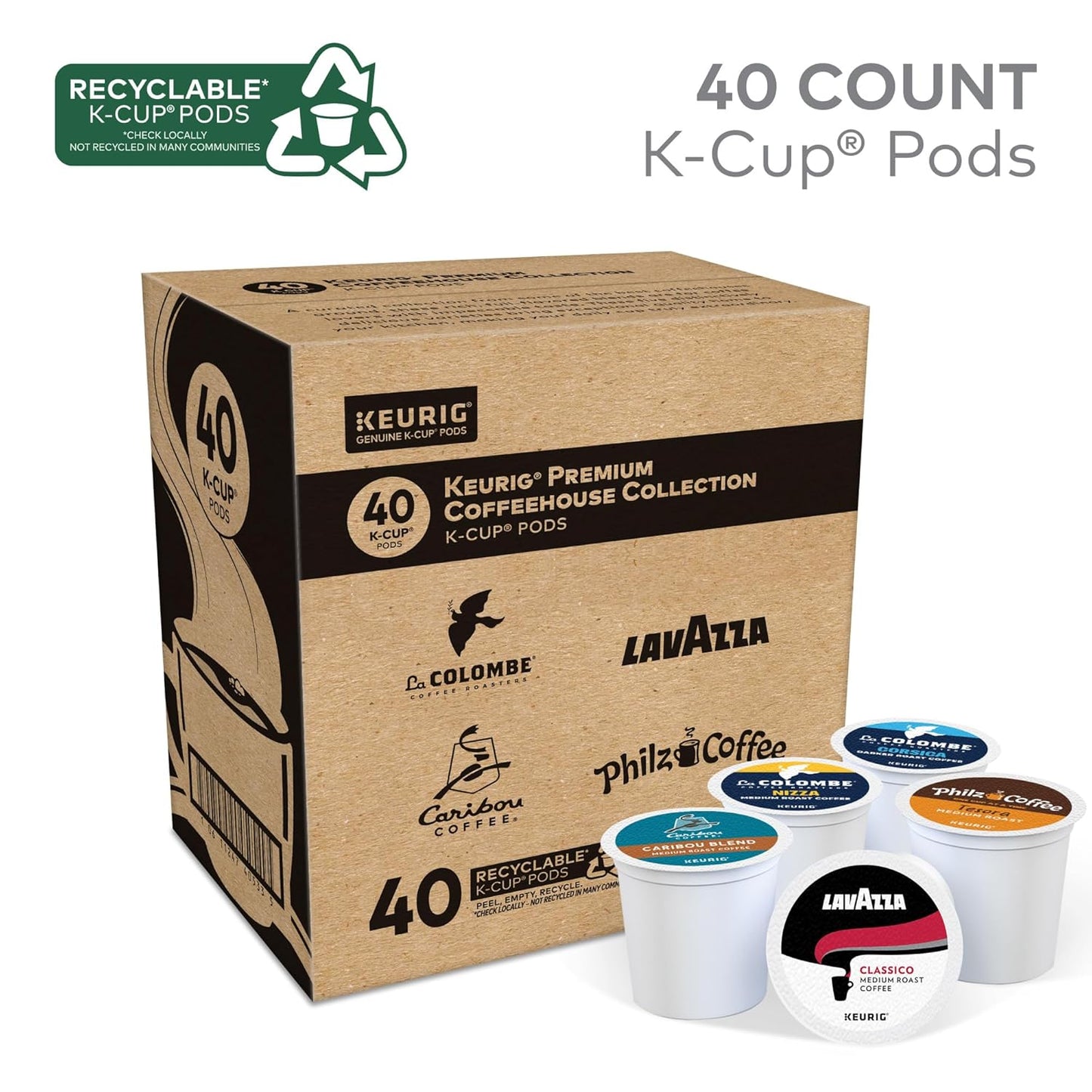 Keurig Premium Coffeehouse Collection, Single Serve Keurig K-Cup Pods, Medium and Dark Roast Coffees, 40-Count Box