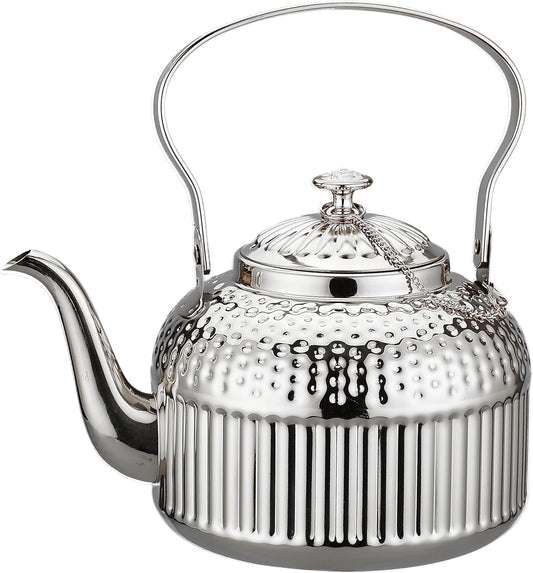 SANQIAHOME Antique 1.2L (40Oz) Stainless Steel Teapot with Infuser Silver
