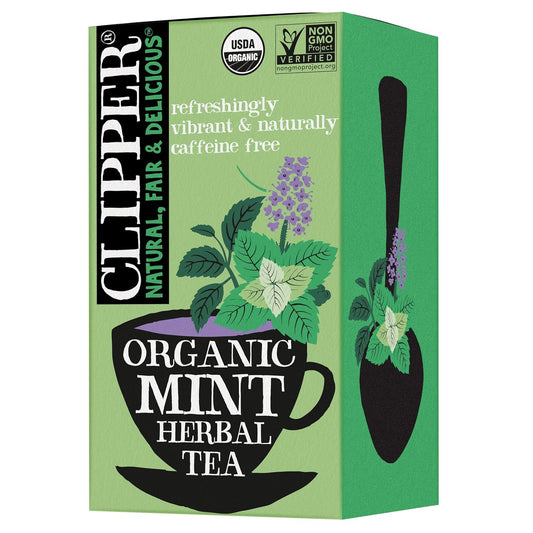 Clipper Tea Mint Herbal Teabags – Caffeine Free, USDA Organic, Great Hot or Iced – Refreshing, Natural, Fair & Delicious – 20 Tea Bags