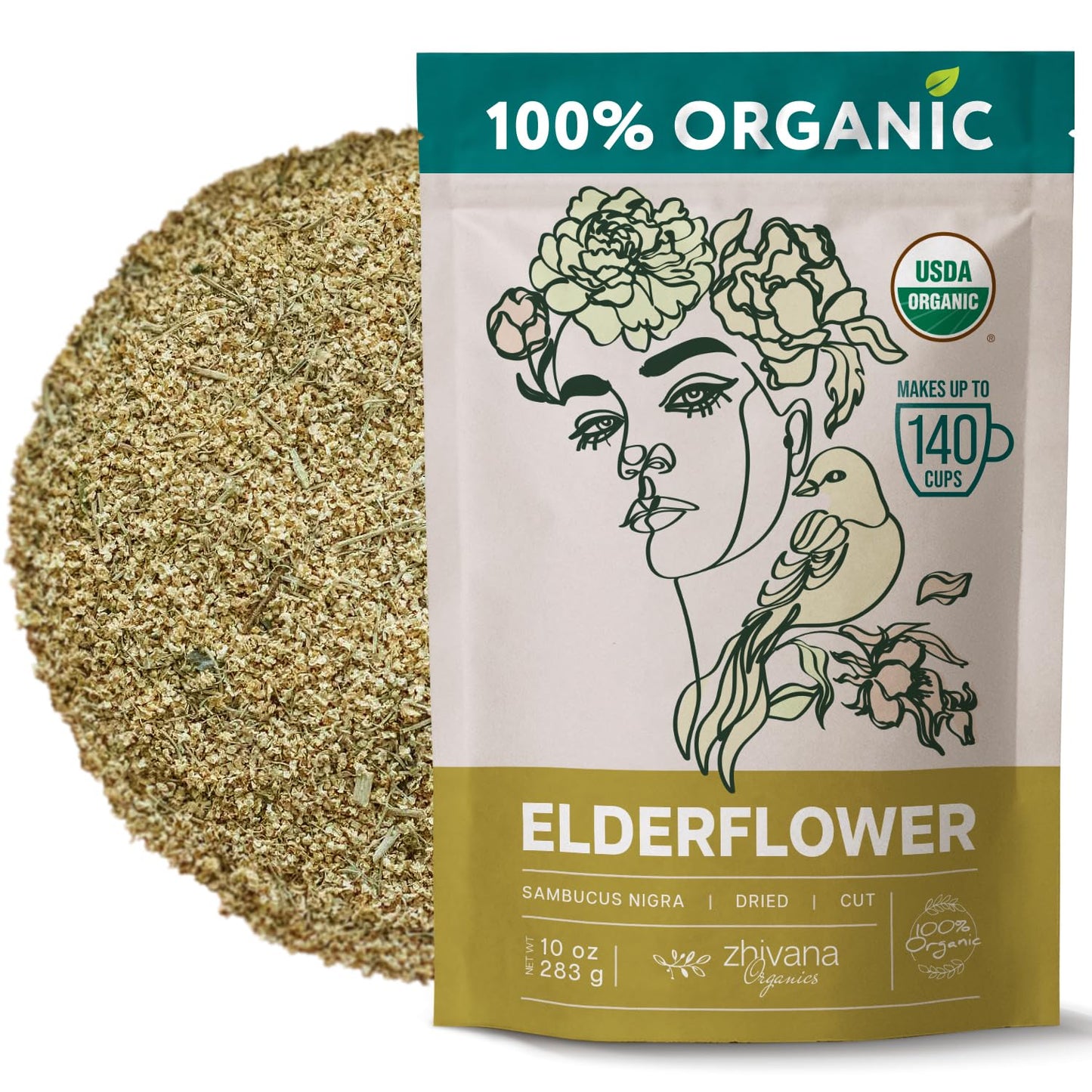 Elderflower Tea (10oz.) - Organic Dried Elderflowers - Elder Flowers Dried Herbs, Te de Sauco, Flor De Sauco Organico - Respiratory Tea - Great for Allergy