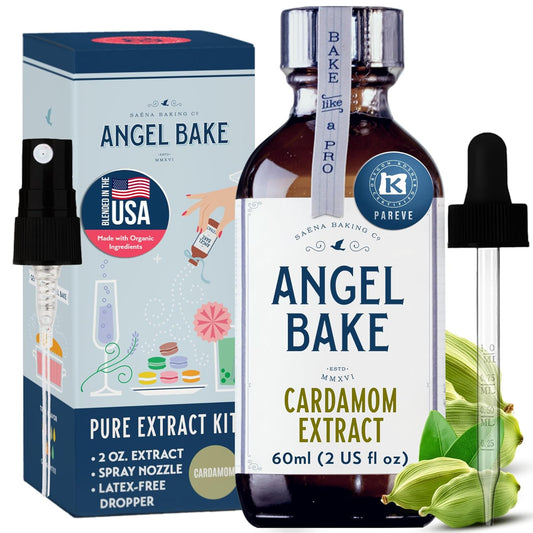 Pure Cardamom Extract for Baking and Mixology- Premium Natural Flavoring for Cooking, Desserts, Beverages - Kosher, Keto Friendly, Vegan & Gluten-Free (2 Oz Extract with Latex-Free Dropper & Spritzer)