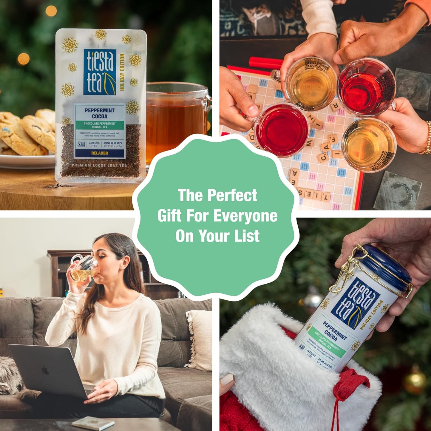 Tiesta Tea - Cozy Peppermint Cocoa, Loose Leaf, Chocolate Peppermint Herbal Tea, Premium Blend, Non Caffeinated, Make Hot or Iced Tea & Up to 50 Cups - 3 Ounce Refillable Tin