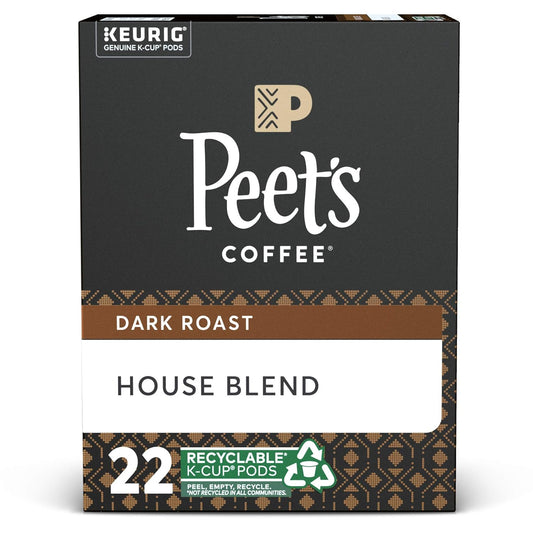 Peet's Coffee House Blend, Dark Roast, K-Cup Coffee Pods for Keurig Coffee Maker, 22 Count (Pack of 1)
