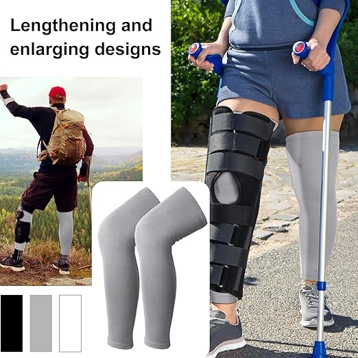 Sosation 8 Pcs Knee Brace Undersleeve Knee Sleeve for Under Brace Closed Patella Compression Breathable Leg Sleeves for Men Women Thigh Shin Support for Sports Protector(Large)