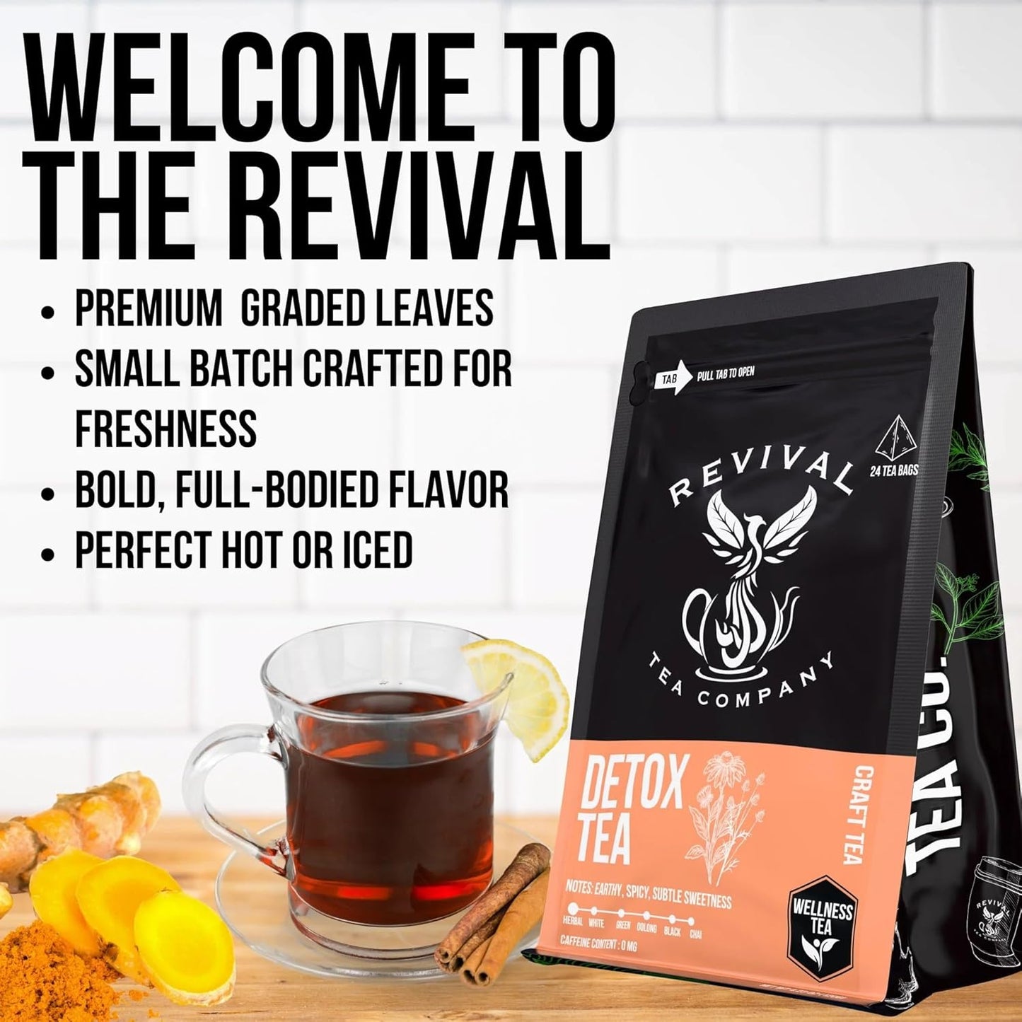 Revival Tea Company Herbal Tea - Hand Blended Craft Bold Flavor | Loose Leaf or Tea Bags | Organic and Caffeine Free (Loose Leaf, Detox Tea)