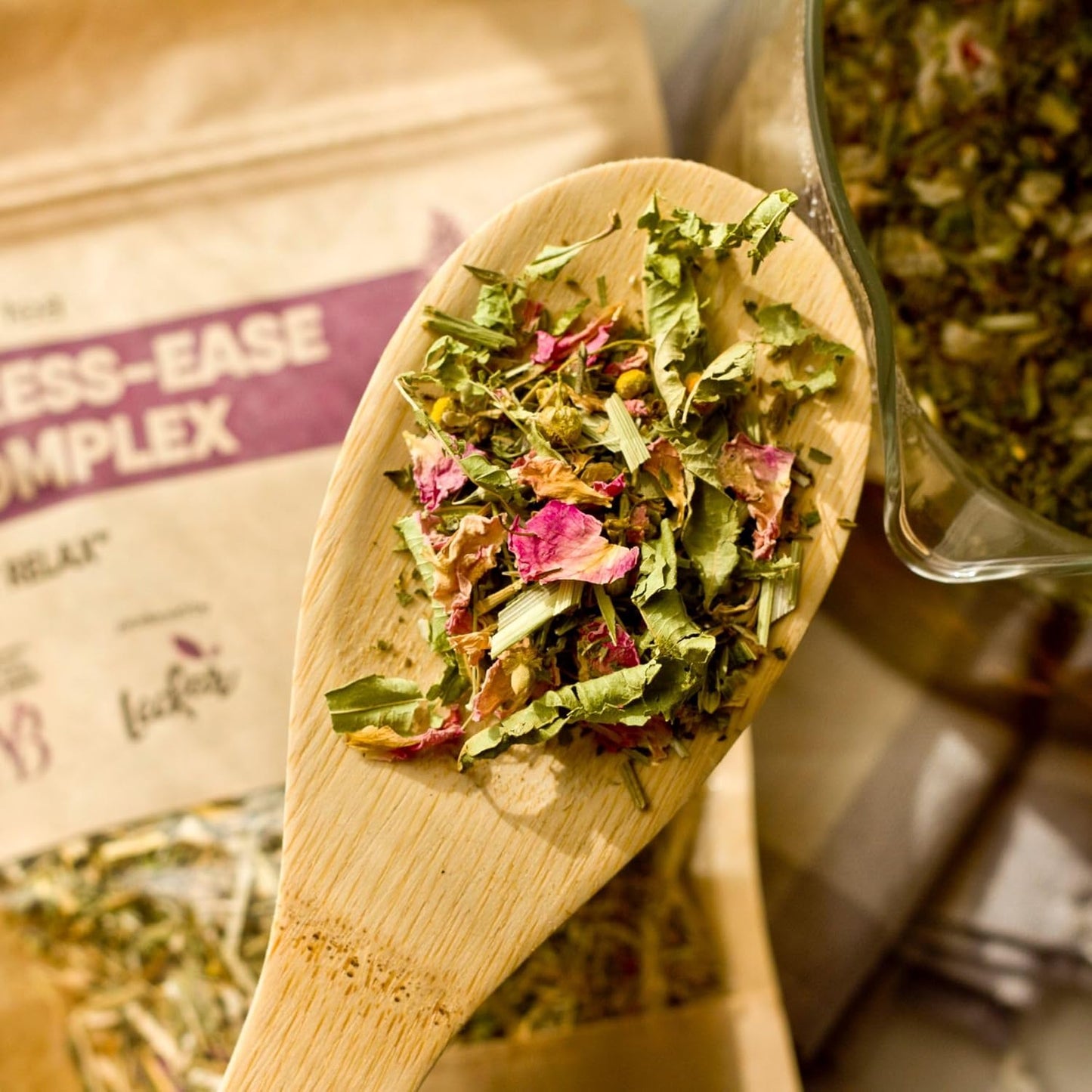 Stress-Relief Herbal Tea Blend with Calming Chamomile, Lavender, Rose, Lemon Verbena, Agrimony, Catnip, Damiana, Holy Basil, Hawthorn Berry, and Skullcap for Relaxation (Herbal Tea)