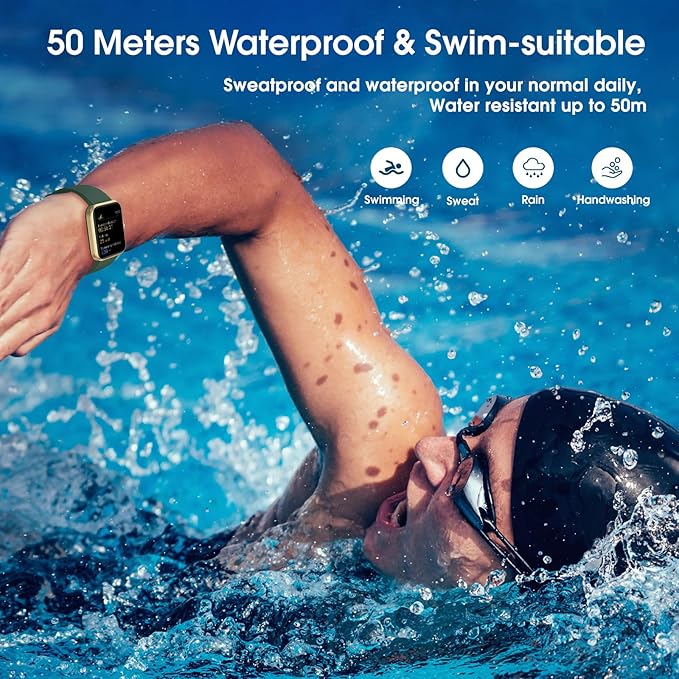 Smart Watch, Fitness Tracker with 45mm Touch Screen, Heart Rate Monitor, Blood Oxygen, Sleep Tracking Fitness Watch 5ATM Waterproof Smartwatch for Women Men Compatible with Android iOS