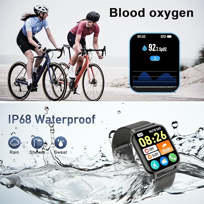 Smart Watch for Men Fitness Tracker: Waterproof Smart Watches for Women Digital Mens Watches Make/Answer Call Running Smartwatch Android Phone iPhone Samsung Compatible Heart Rate Monitor