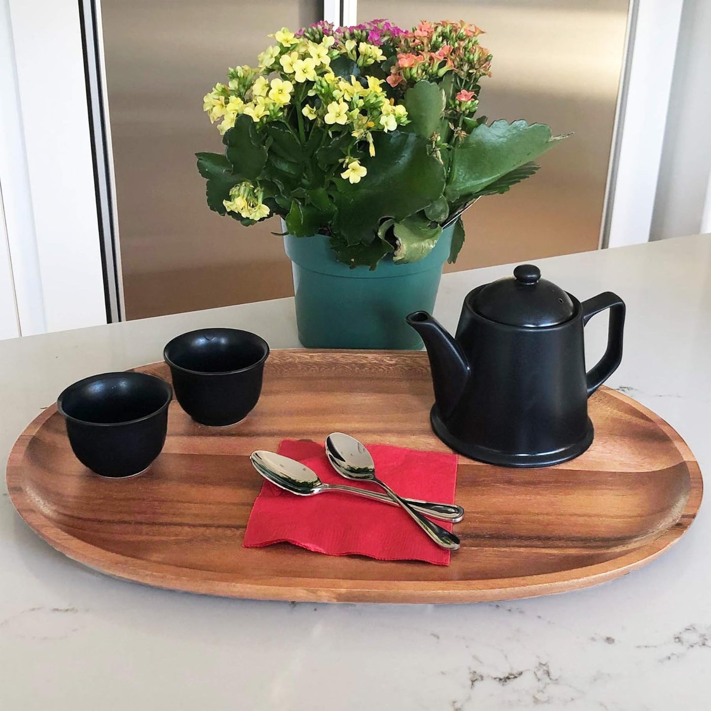 Woodard & Charles 18-Inch Acacia Oval Tray, Natural Acacia Extra Large