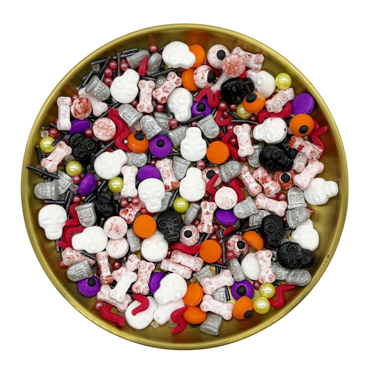 Dynastang Gravestones & Skulls & Mixed Eyes Sprinkles Halloween Edible Eyes Cake Decoration Cupcake Toppers Cookie Decorating Perfect for Cakes, Cupcakes, Desserts Toppings 3OZ