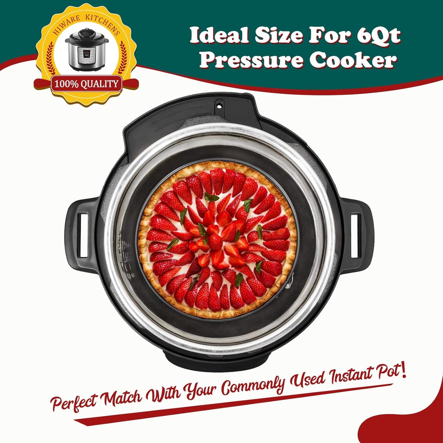 Hiware 6 Inch Non-stick Springform Pan with Removable Bottom - Leakproof Cheesecake Pan, Compatible with 3 Qt Instant Pot