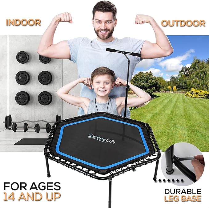SereneLife 40"/48" Foldable Mini Trampoline - Compact Fitness 264 lbs