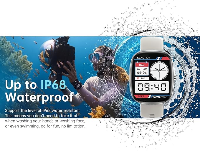 Smart Watch for Men, Women Fitness Tracker Answer/Make Calls, 1.83’ IP68 Waterproof/Heart Rate Sleep Monitor/Blood Oxygen Measurement/100+ Sports Modes Compatible with Android iOS 3 Straps(Silver）