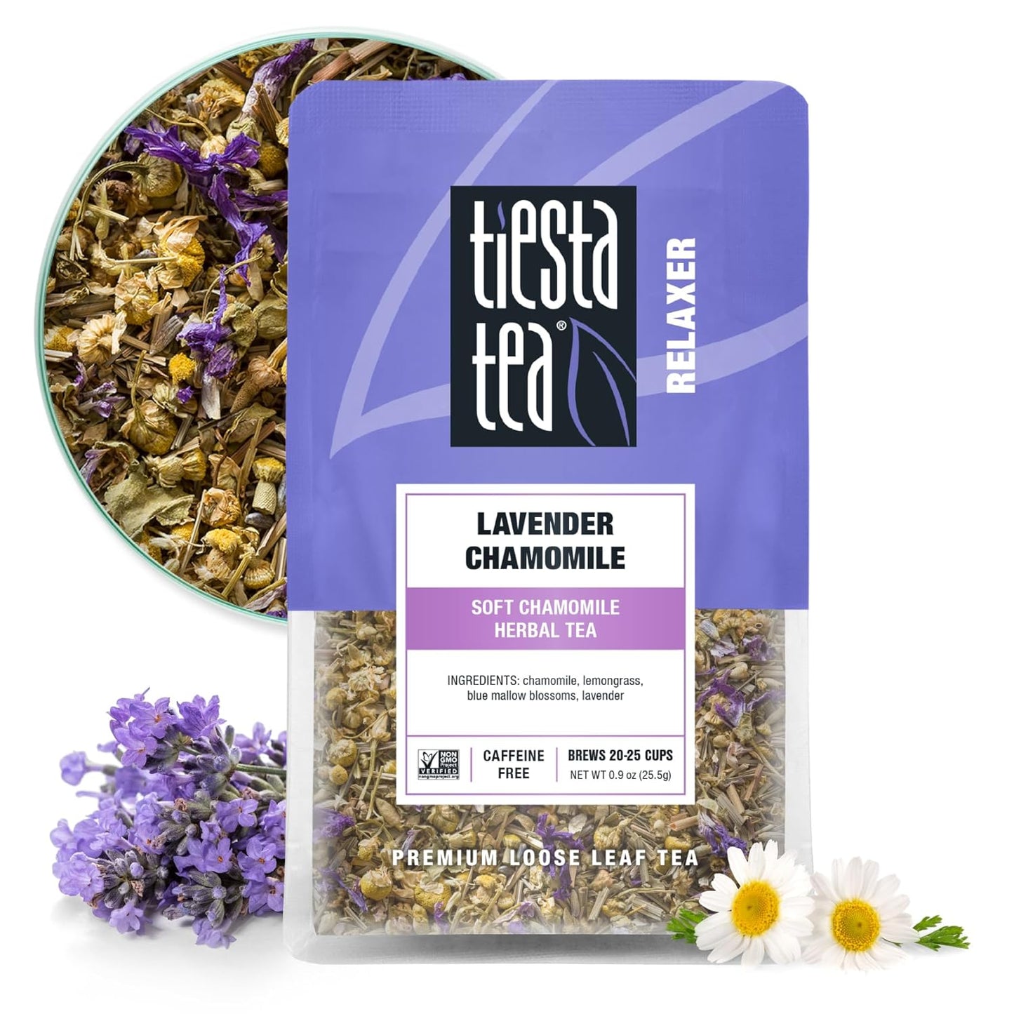 Tiesta Tea - Lavender Chamomile Herbal Tea, Loose Leaf, Calming Blend with Chamomile, Lavender, and Lemongrass, Caffeine-Free Herbal, Great for Hot or Iced, Resealable Pouch, 25 Cups, 0.9 Ounce