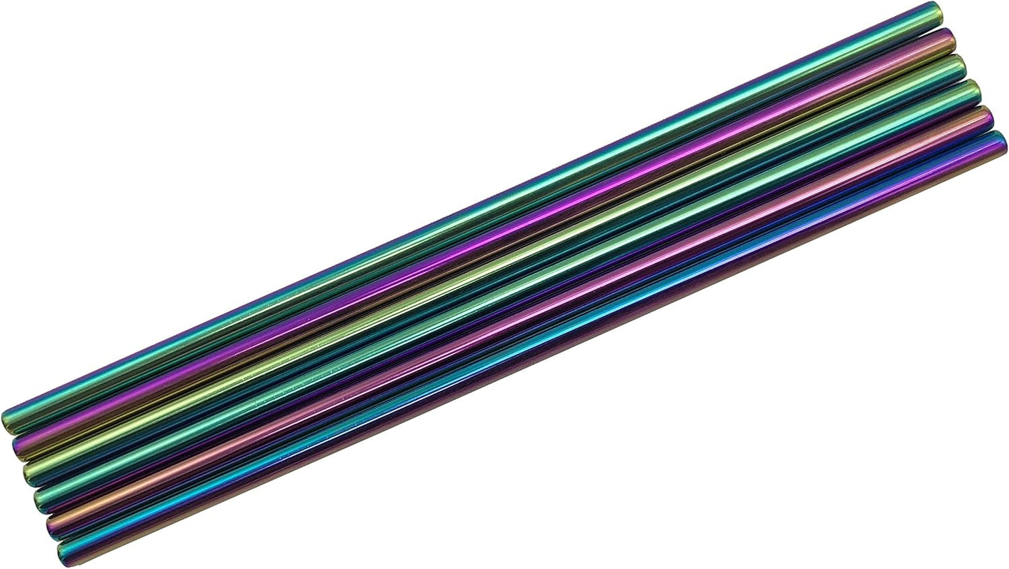 10 Pcs Stainless Steel Straws, Reusable Drinking Straws, Straight Metal Straw Sets with 2 Pcs Cleaning Brushes (8.5 Inch, Colorful)