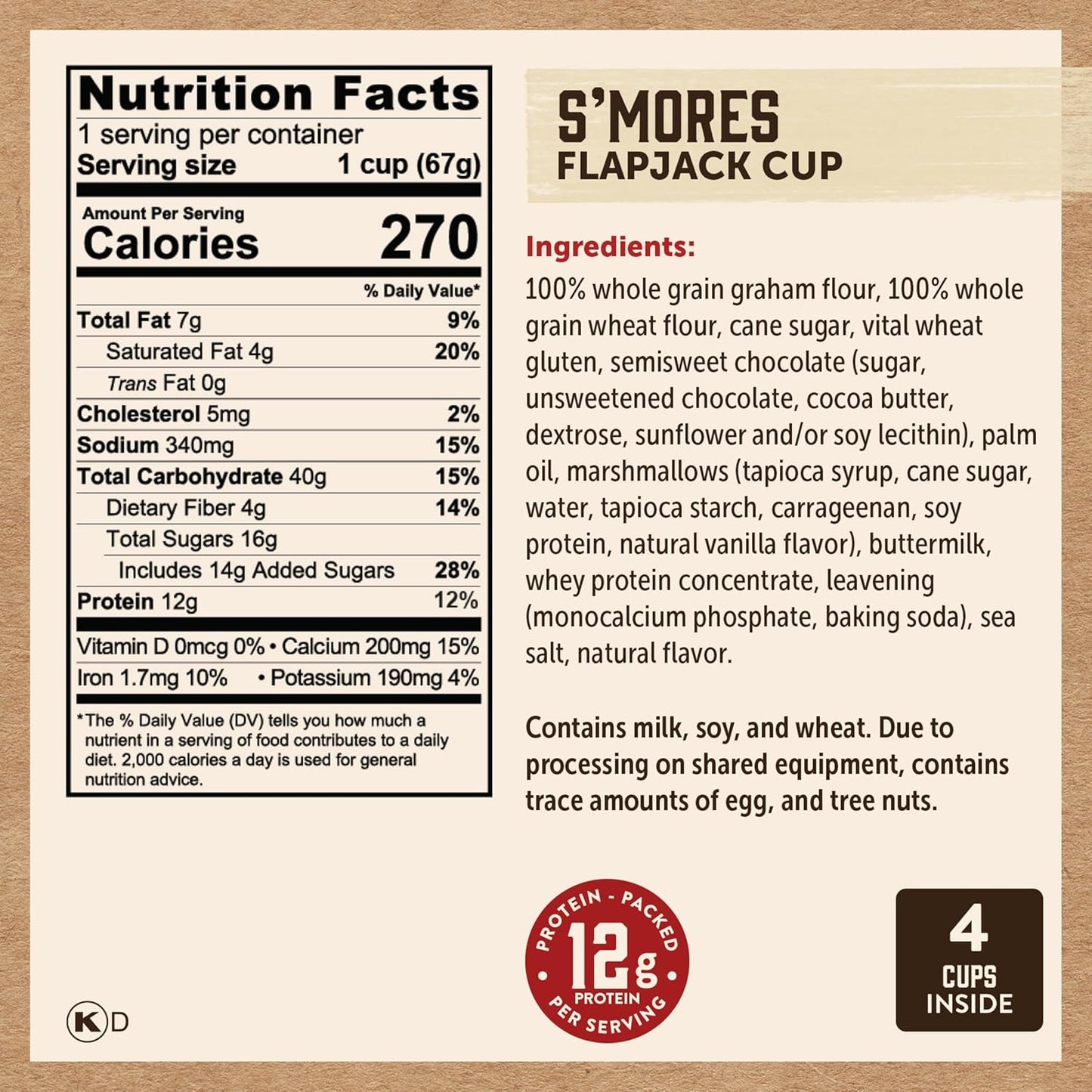 Kodiak Cakes Protein Pancake On The Go Flapjack Cups Mix; Buttermilk, Chocolate Chip, & S’mores Variety Pack