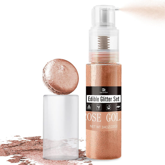 Edible Glitter Spray - 3/4oz Luster Dust Edible Food Grade Glitter Shimmer Dust Powder for Cocktails, Drinks, Cake Decorating - Metallic Food Coloring Powder for Wine, Candy, Cookie, Icing (Rose Gold)