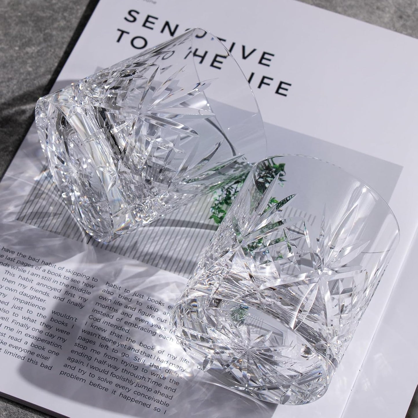 KAMMAK Crystal Whiskey Glasses Set of 2, Handcrafted 7.1oz Old Fashioned Glasses Stemless, Luxury Cocktail Glasses, Hand Blown Scotch Cup for Women, Men Gift for Rocks, Bourbon Barware, Bar