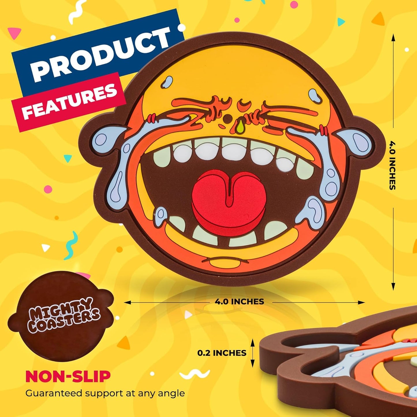 Set of 6 Funny Coasters for Adults, Cute and Fun Birthday Drink Cup Coasters for Table and Office Desk, Cool Party Bar Coaster with Lip for Men and Women, Unique Work Game Gift