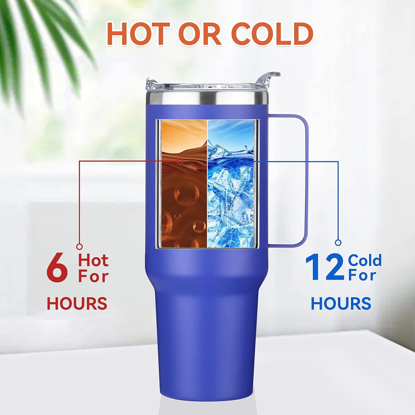 HASLE OUTFITTERS 40 oz Stainless Steel Tumbler with Handle, Vacuum Insulated Tumblers Bulk, Reusable Double Wall Travel Coffee Mug, Durable Powder Coated Water Bottles(Dark Blue, 8)