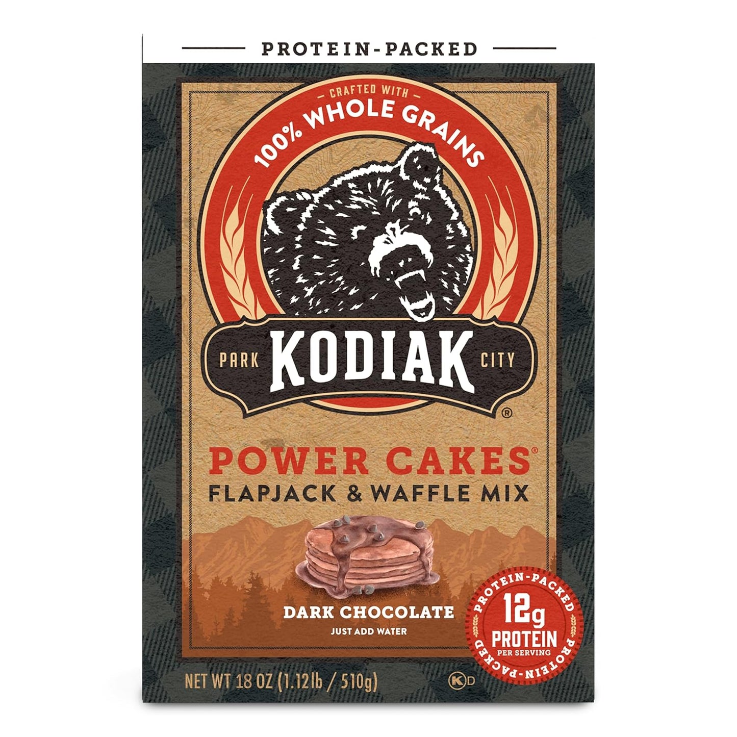 Kodiak Cakes Protein Pancake Power Cakes, Flapjack and Waffle Baking Mix, Dark Chocolate, 18 Ounce (Pack of 6)