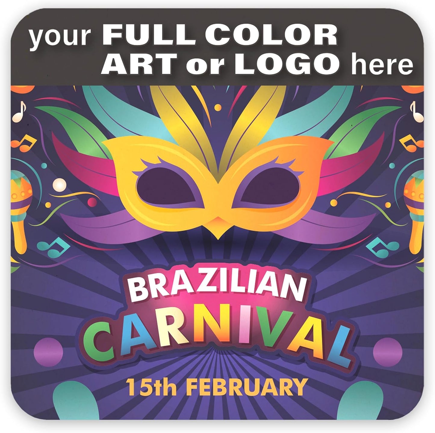 B.E. Green Custom Coasters - Pulpboard Personalized Coasters for Drinks - Full Color Print - Reusable & Absorbent - Beverage Coaster - Promo Events & Celebrations - Pack of 50 - Full Coverage, 4"x 4"