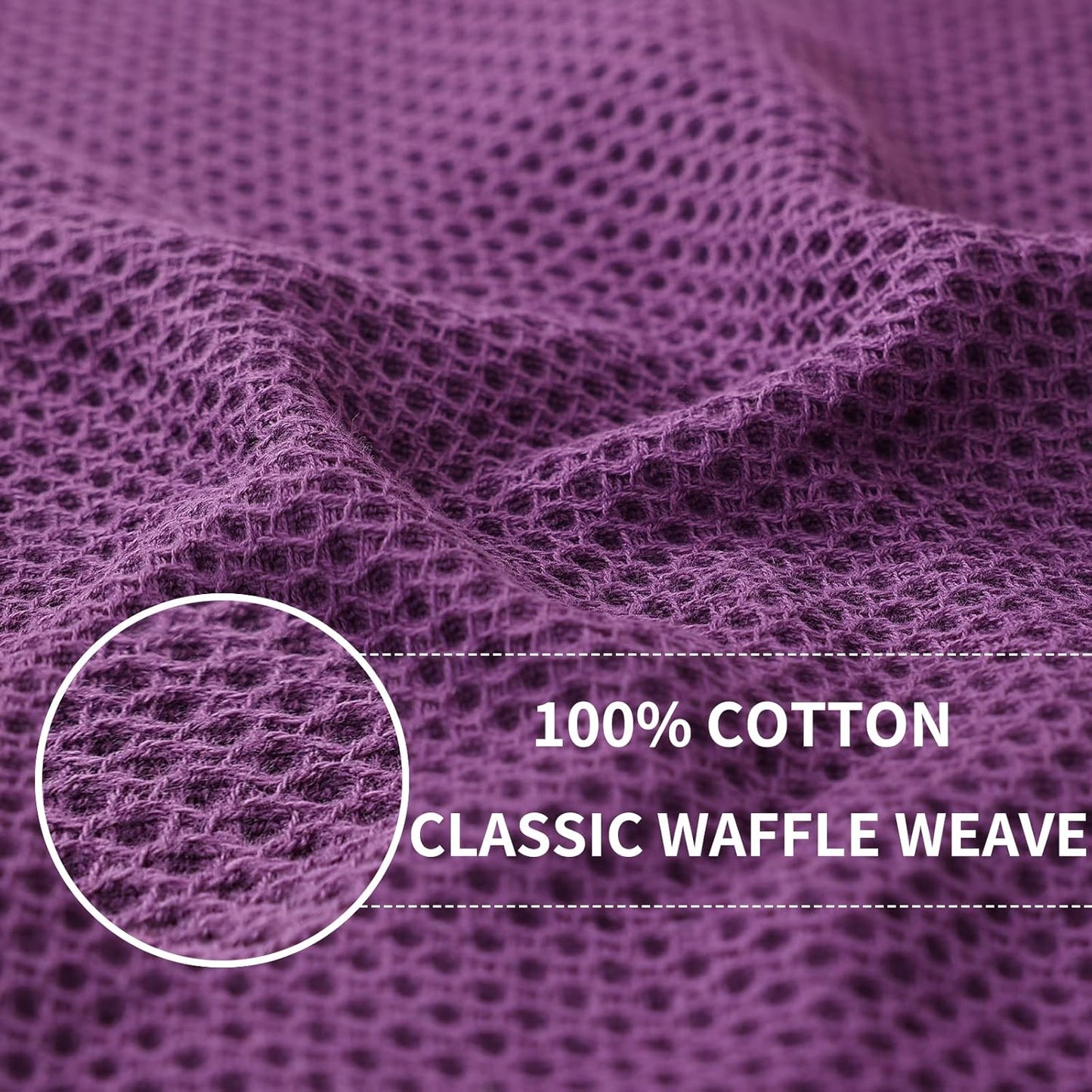 Homaxy 100% Cotton Waffle Weave Kitchen Dish Cloths, Ultra Soft Absorbent Quick Drying Dish Towels, 12 x 12 Inches, 12-Pack, Purple