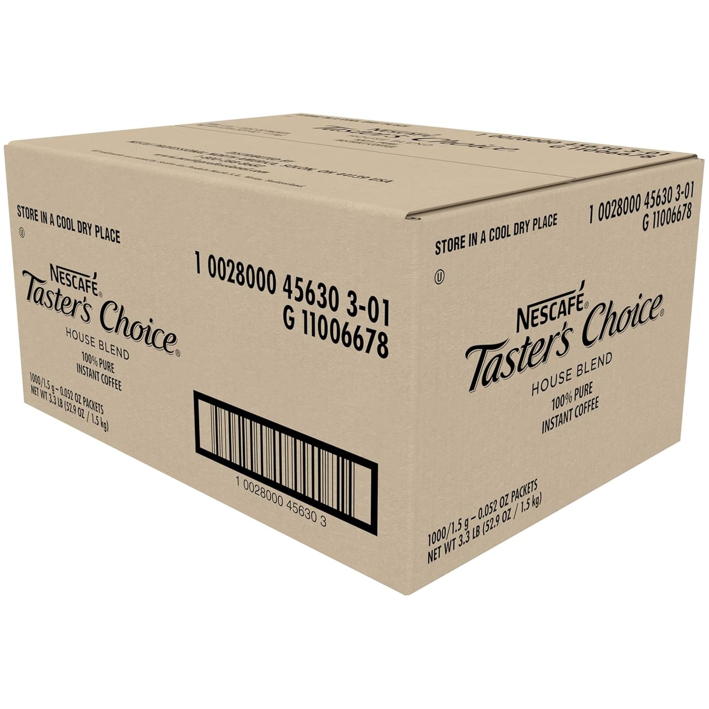 Nescafe Instant Coffee Packets, Taster's Choice Light Roast, Bulk Pack, 1.5 g Packets (Pack of 1000)