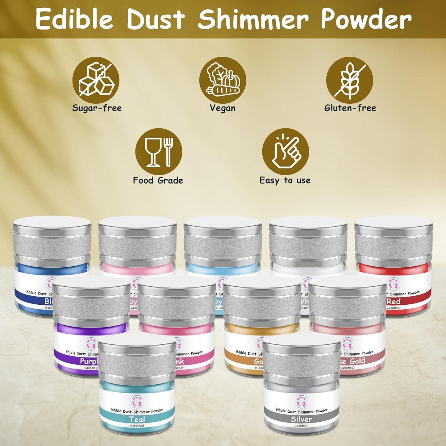 Glitter & Glitz Edible Glitter for Drinks - Premium Drink Glitter Edible Dust for Cocktails, Baking, Brew, Champagne - Luster Dust and Cocktail Glitter - Edible Glitter for Drinks Decoration (Baby Pink, 5Grams)