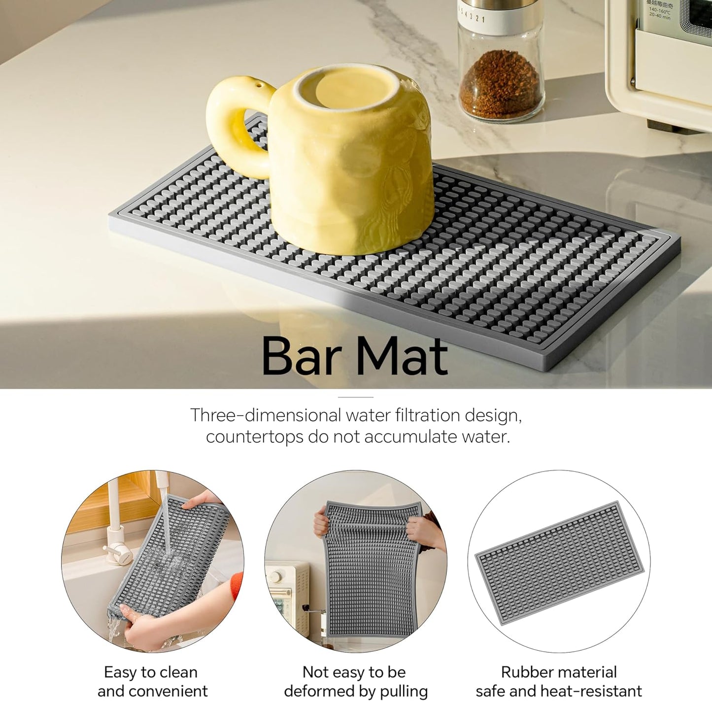 2 Pack Bar Mat, Drying Mat Household Bar Tools,Gray Cocktail Bar Mat 5.9''X12''，Suitable for Bar, Outdoor Camping, Home Bar Mats