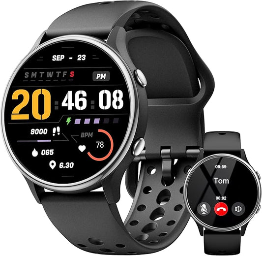 Smart Watches for Men, Fitness Tracker with Heart Rate & SpO2 Monitor, IP67 Waterproof Activity Tracker for Men & Women, Smart Watch for Android Phones and iPhone Compatible (Black)