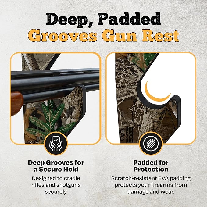 Rush Creek Creations | Indoor Gun Rack for up to 3 Rifles or Shotguns, Premium Wood Construction with Scratch-Resistant Finish Gun Storage for Firearms, Alternative for Gun Safe for Rifles and Pistols