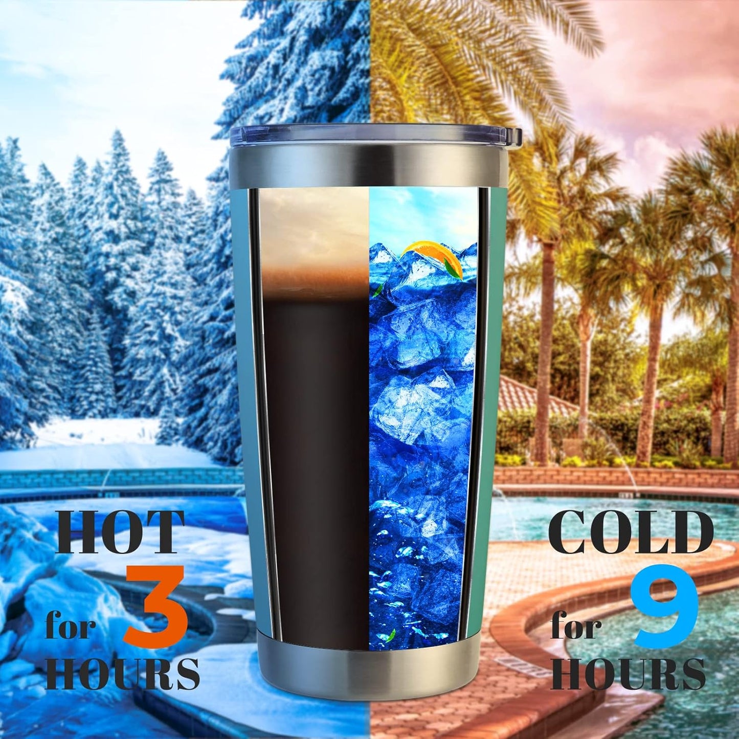 DOMICARE 20oz Stainless Steel Tumbler Bulk with Lid, Double Wall Vacuum Insulated Travel Mug, Powder Coated Coffee Cup, Light Blue, 4 Pack