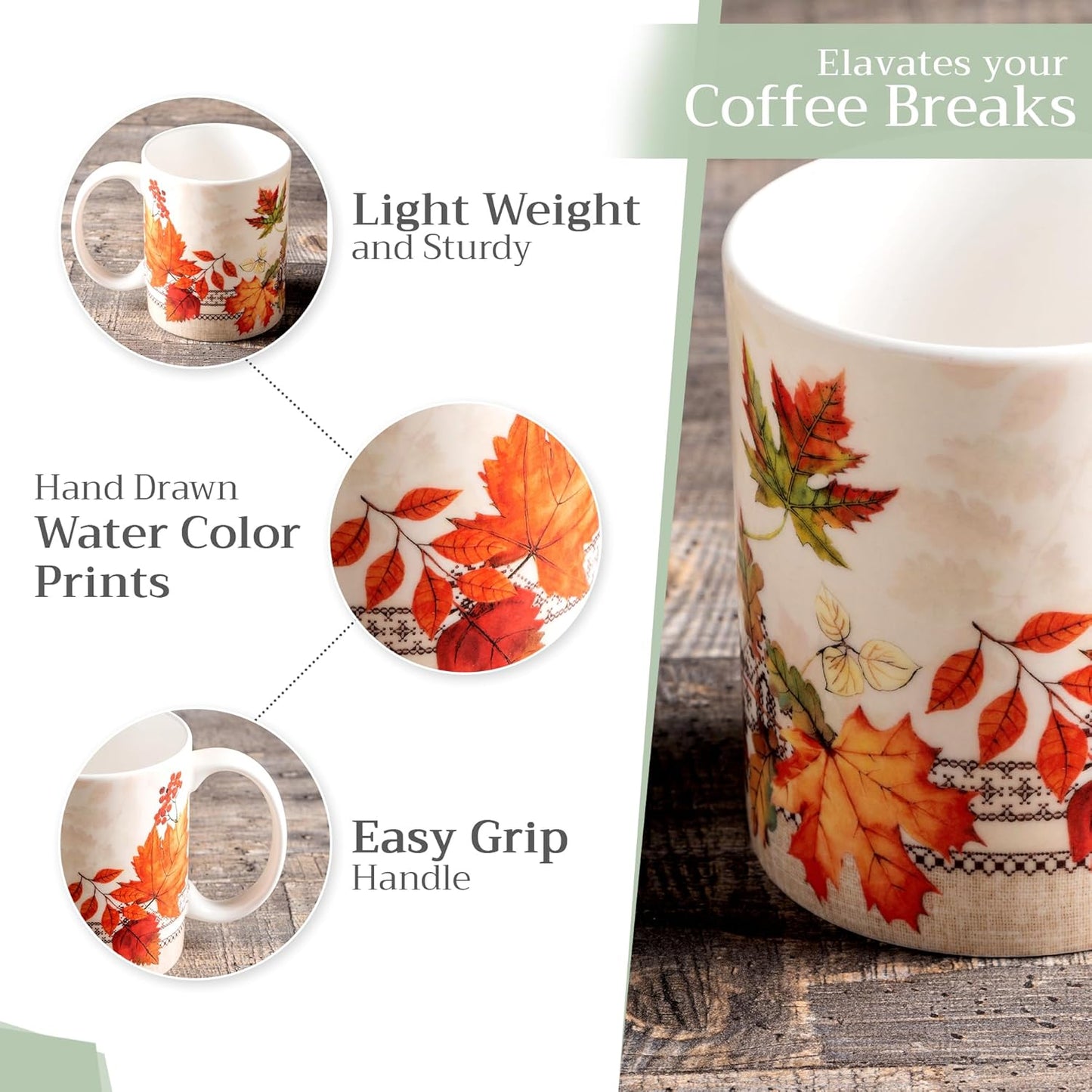 Maison d' Hermine Coffee Mug with Handles Fine Bone China Mugs Pack of Two Tea Cups for Hot Beverages Cappuccino Latte Home Restaurant Office Perfect for Gift (Amarante, 15 Ounce)