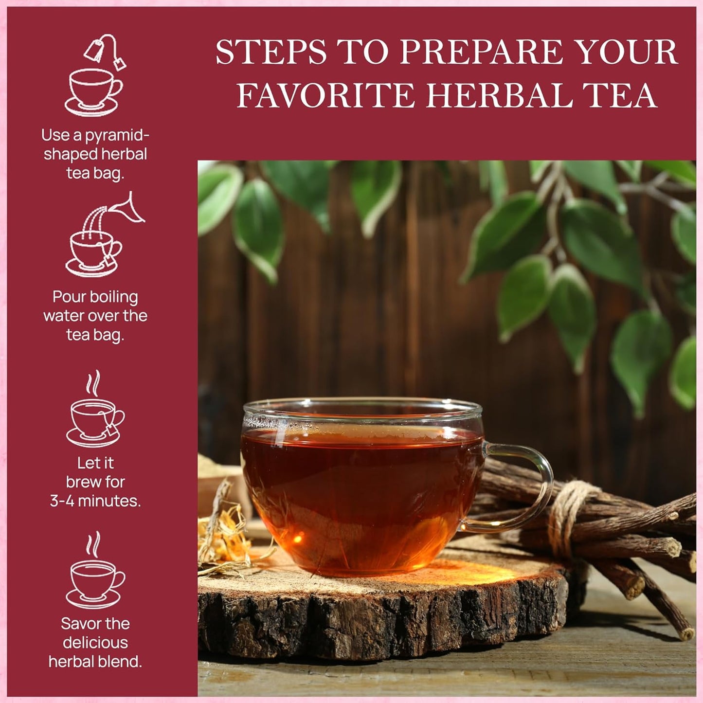 Tealeaf & Co. Licorice Root Tea Blended with Organic Spices - Pure Herbal Tea Bags with Cardamom, Ginger, Cinnamon Sticks & Licorice Root Extract - Low Caffeine - Gluten Free - 50 Teabags