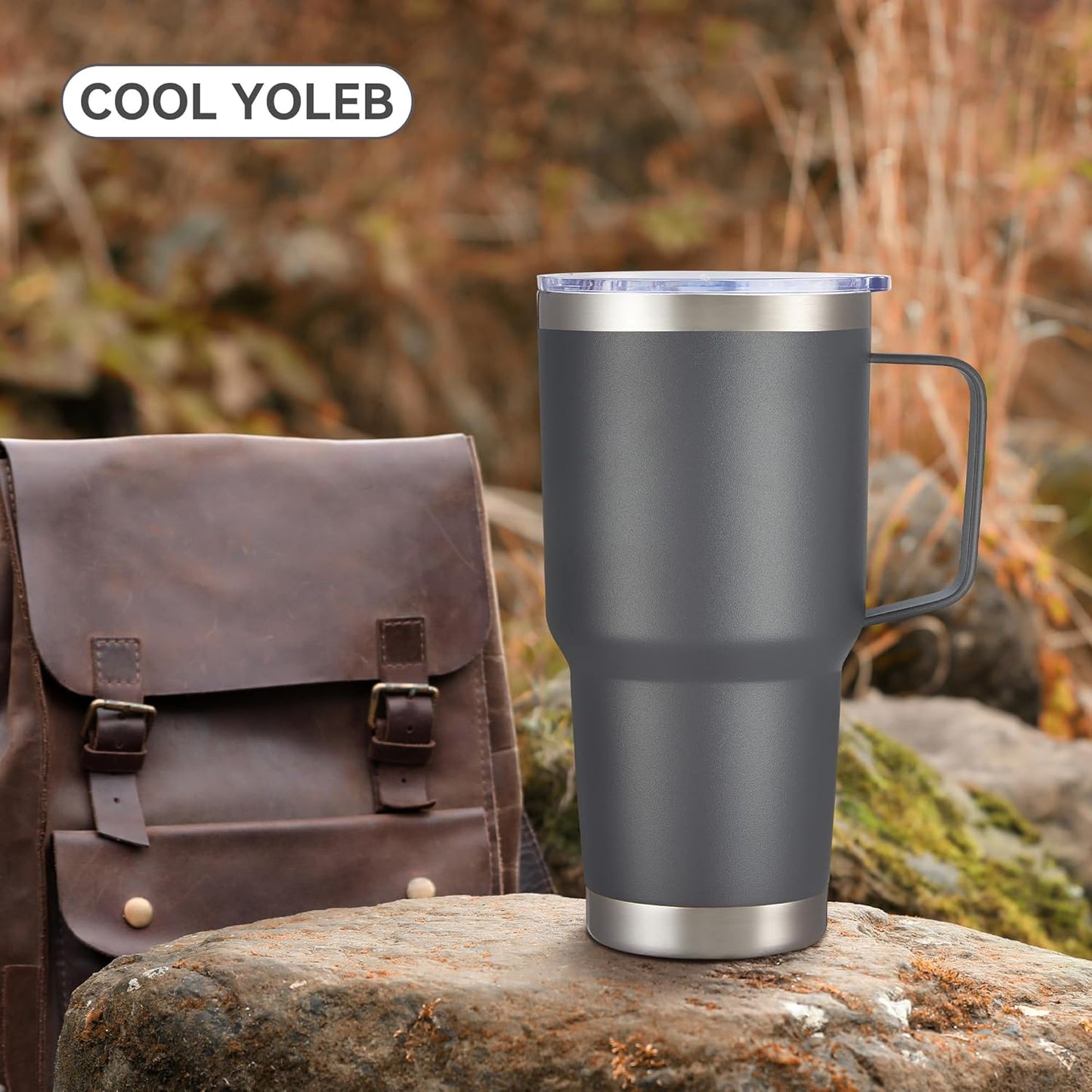 30 oz Tumbler with Handle and Lid, Stainless Steel Tumblers Bulk Double Wall Vacuum Insulated Travel Mug Leak Proof Cup Keep Drinks Cold and Hot Grey, 12 Pack