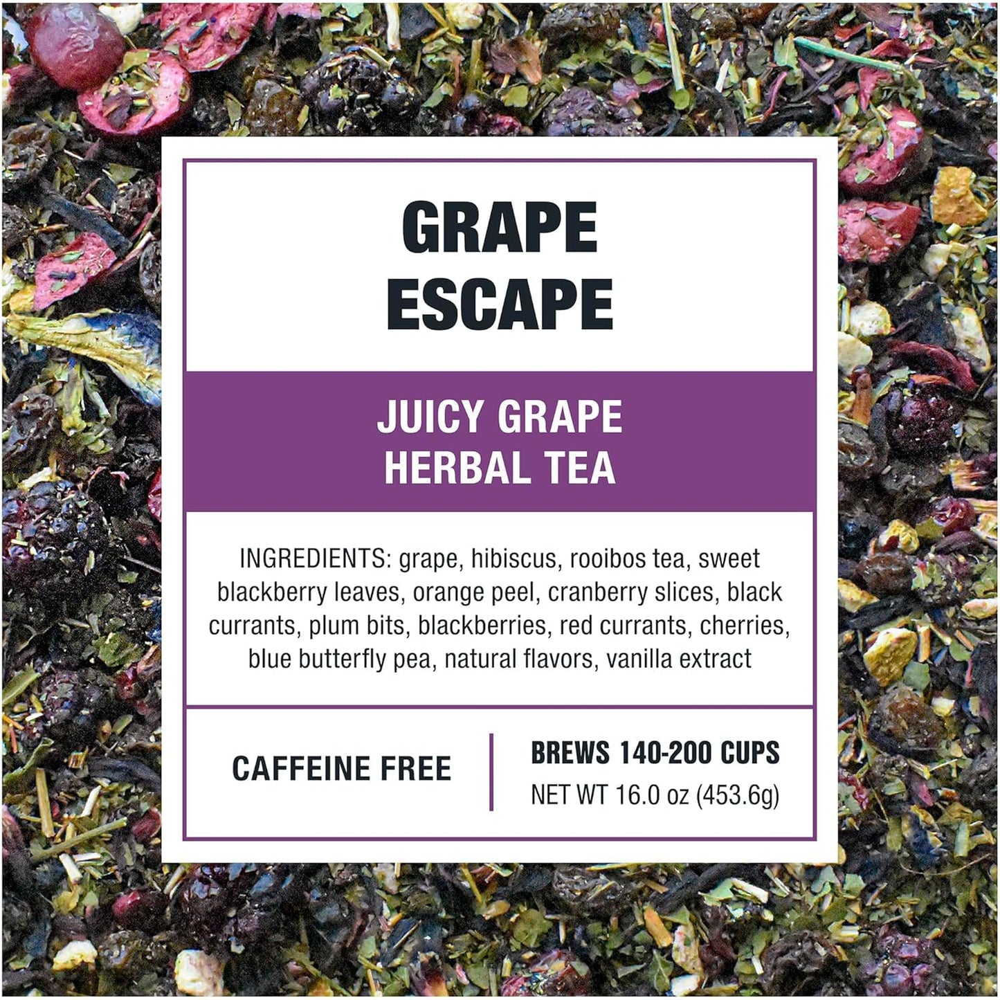 Tiesta Tea - Grape Escape, Loose Leaf, Juicy Grape Herbal, Non-Caffeinated Fruit Tea, Make Hot or Iced Up to 200 Cups, 16 oz Resealable Bulk Pouch
