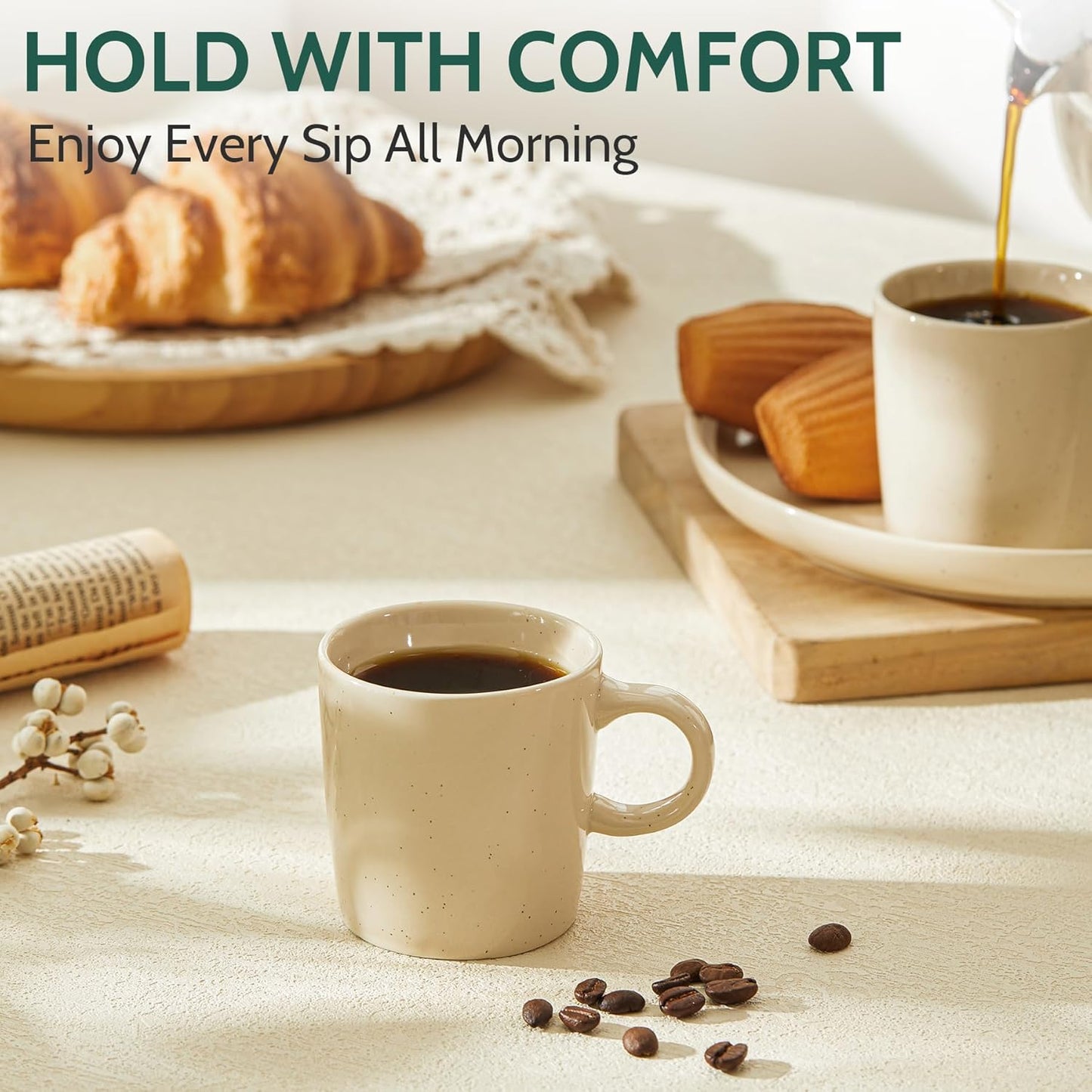 Sweese 4-Pack Porcelain Espresso Cups, Beige High-Grade Durable Professional, 3.5 Fluid Ounces nan nan