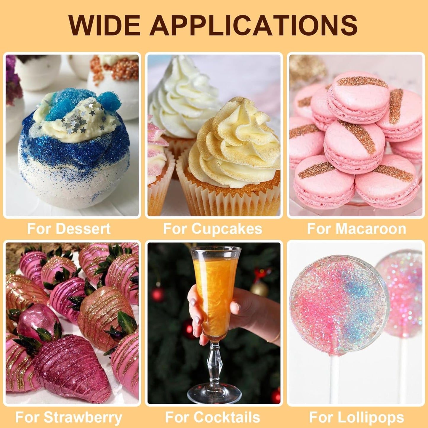 Black Edible Glitter - 15g Food Grade Luster Dust Powder, Cake Decorating Sprinkle Glimmery Dust for Drinks, Wine, Fondant, Chocolate, Candy, Cookie, Vegan