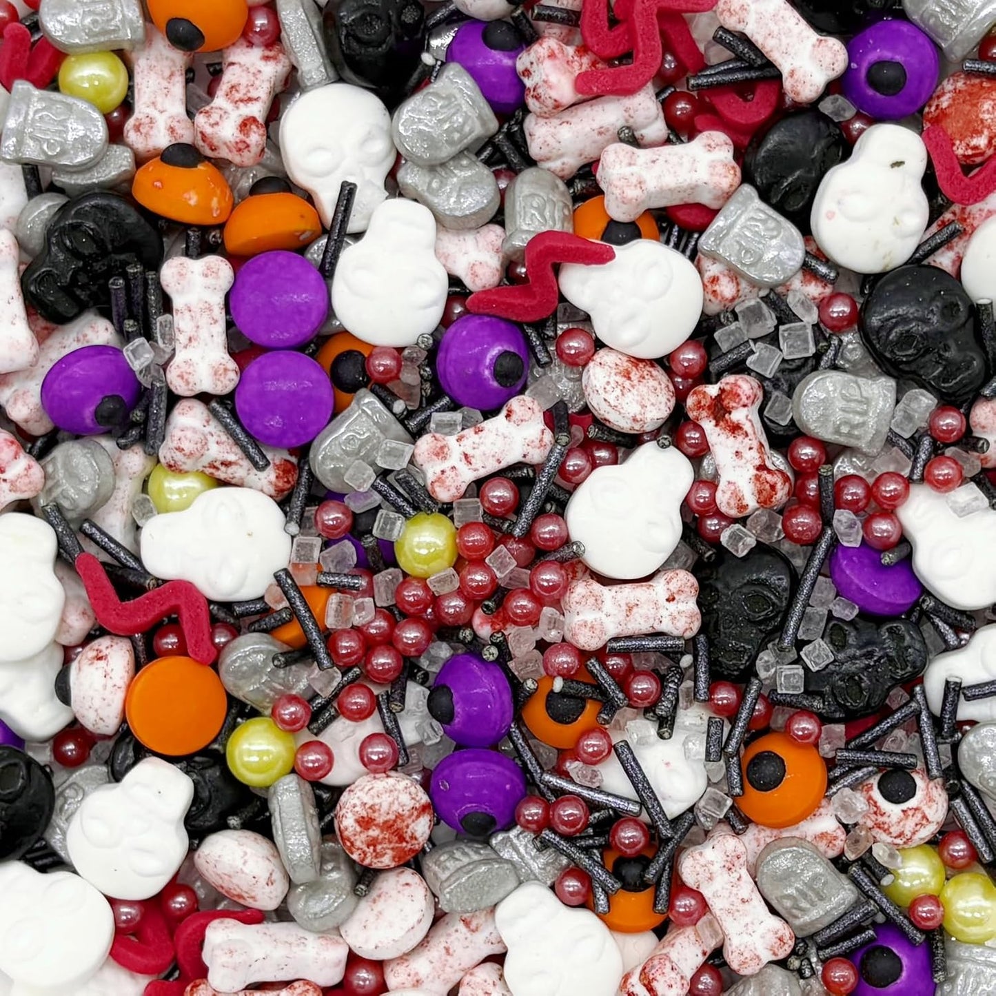 Dynastang Gravestones & Skulls & Mixed Eyes Sprinkles Halloween Edible Eyes Cake Decoration Cupcake Toppers Cookie Decorating Perfect for Cakes, Cupcakes, Desserts Toppings 3OZ