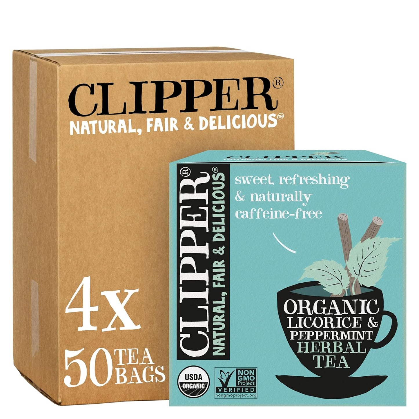 Clipper Tea Peppermint & Licorice Teabags – Caffeine Free, USDA Organic, Great Hot or Iced – Sweet, Refreshing, Natural, Fair & Delicious Sweet – 200 Tea Bags