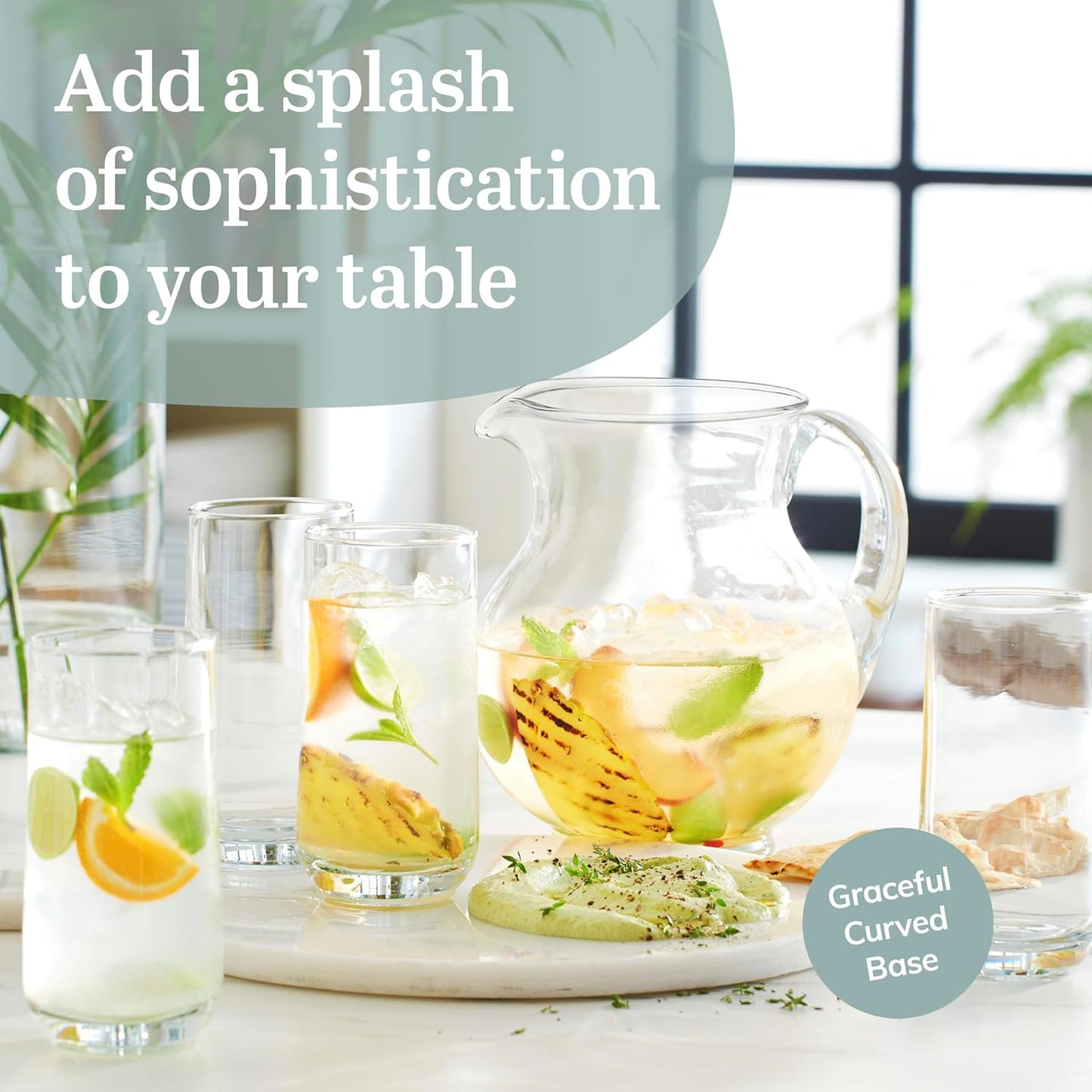 Libbey Ascent Tumbler and Rocks Drinking Glasses Set of 16, Glass Drinking Glasses with Curvature, Versatile Glassware Set for Parties and More