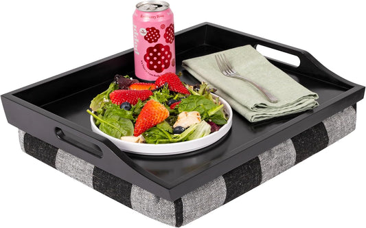 ROSSIE HOME Wood Bed Tray Lap Desk with Detachable Cushion, Serving Tray - Buffalo Check - Fits up to 15.6 Inch Laptops - Style No. 76108